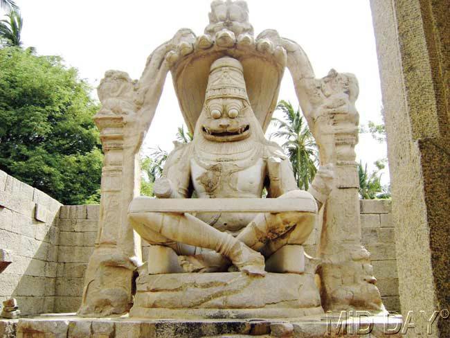 A statue of Narasimha in a temple complex at Hampi. Pic/ Parul Sharma