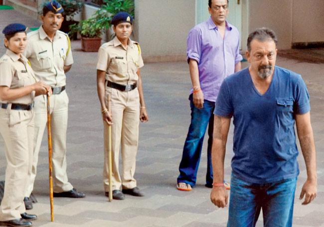 Past Breathers: Sanjay Dutt had earlier been granted a 14-day medical furlough in the beginning of October, which was extended further by another 14 days on health grounds. File Pic