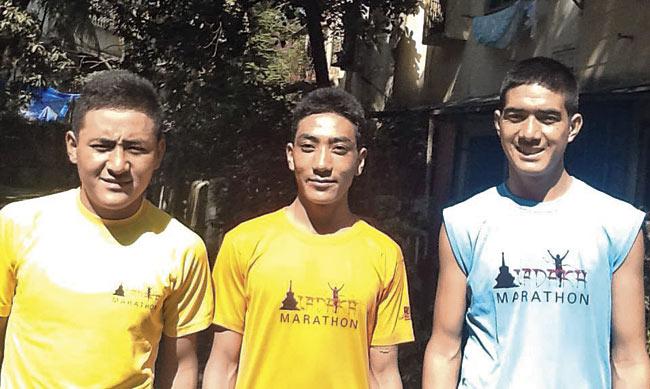 (L-R) Sepoy Rigzin Norbo, Shepoy Shabir Hussain and Sepoy Tsering Gyatso, who are part of the Ladakh Scouts, will run the Mumbai Marathon today