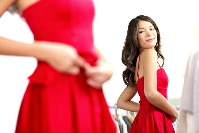Women wear red dress on Valentine