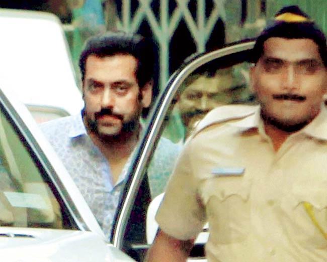 Salman Khan arrives at the Sessions court for a hearing in the hit-and-run case yesterday. Pic/PTI