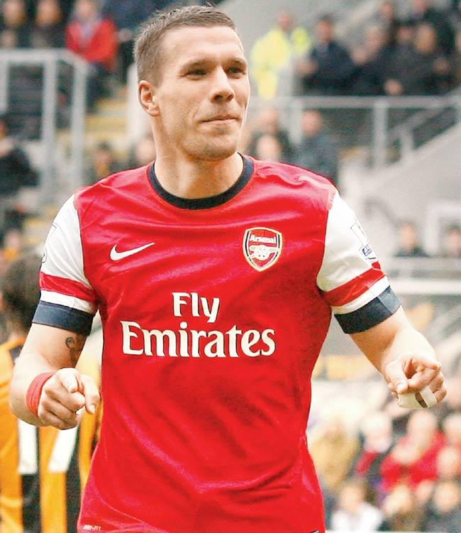 Arsenal striker Lukas Podolski. Pic/AFP