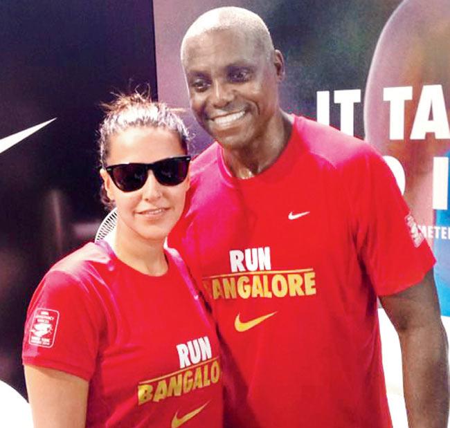 Neha Dhupia and Carl Lewis