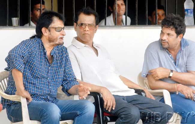 Chairman of Mumbai selectors Sandeep Patil along with his selection committee members Milind Rege (centre) and Sanjay Patil (right) watch the U-25 Madhav Mantri cricket tournament at the Western Railway ground yesterday. Pic/Shadab Khan