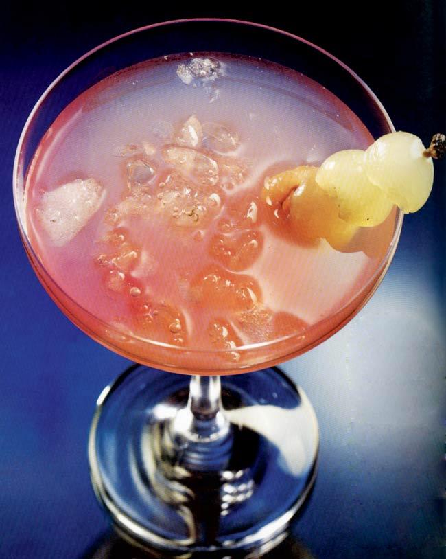 Blushing Damsel is made using vodka, lychee juice, cranberry juice, lemon juice and lychees