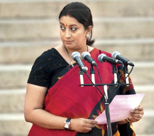 Actor-turned-politician Smriti Irani has been inducted into the cabinet. Pic/AFP