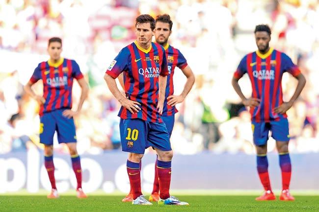 Barcelona players sulk after the  2-2 draw against Getafe. Pic/Getty