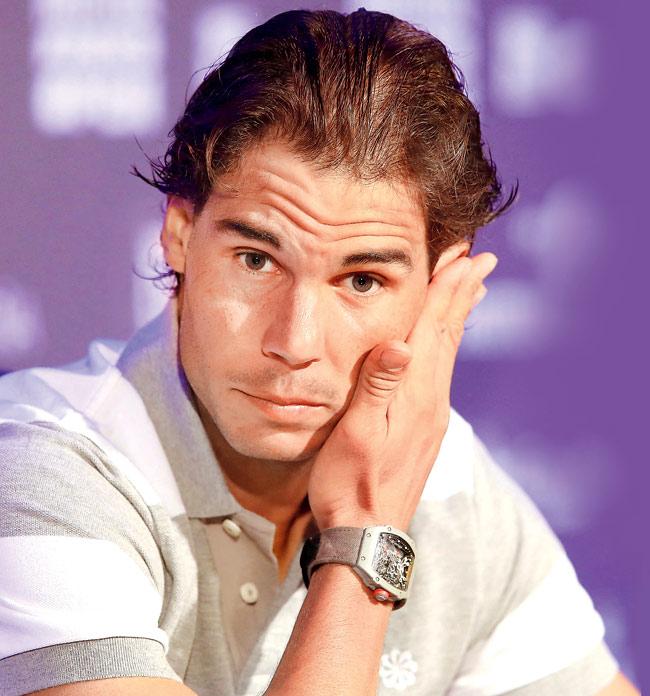 Stressed out: Rafael Nadal talks to the media in Madrid yesterday. Pic/Getty Images