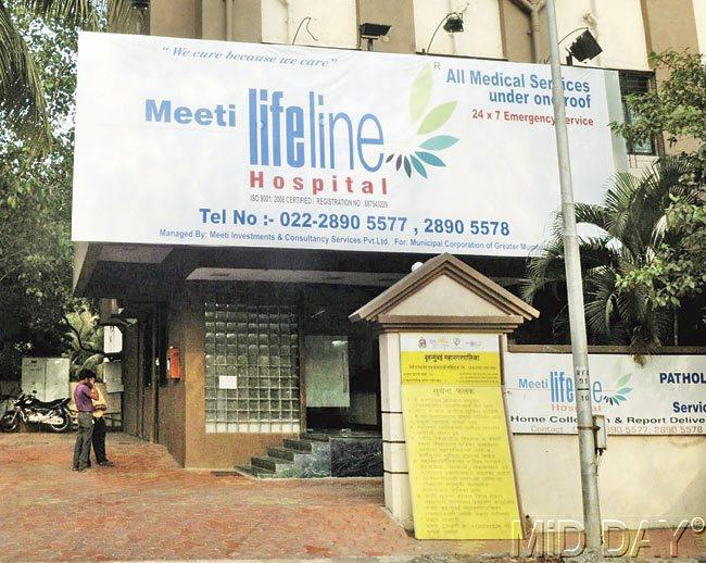 Meeti Lifeline Hospital is running a dialysis centre for which they did not take any permission from the BMC. Pic/Nimesh Dave