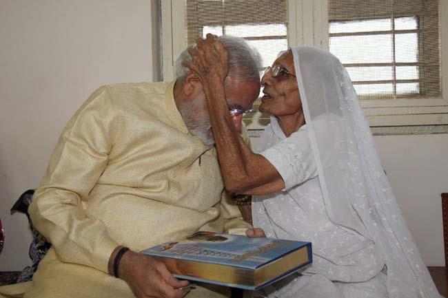 Narendra Modi with his mother Hira Baa