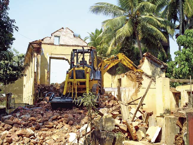 Yet another Goan house being bulldozed