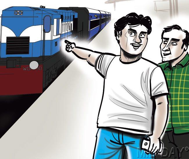 Nisar tells his friend, Tak, that his parents are in the S8 coach; he then tries to jump on board the moving train