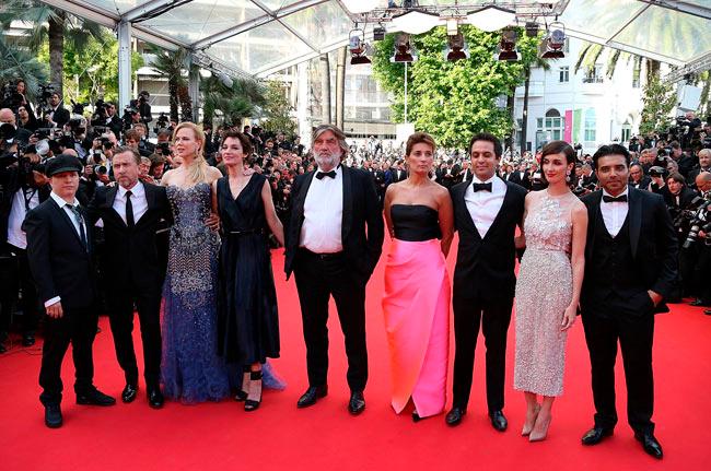 (From L) French director Olivier Dahan, British actor Tim Roth, Australian actress Nicole Kidman, French actress Jeanne Balibar, French producer Pierre Ange Le Pogam, a guest British-Iranian screenwriter Arash Amel, Spanish actress Paz Vega and Uday Chopra at the 67th Cannes Film Festival. Pic/AFP