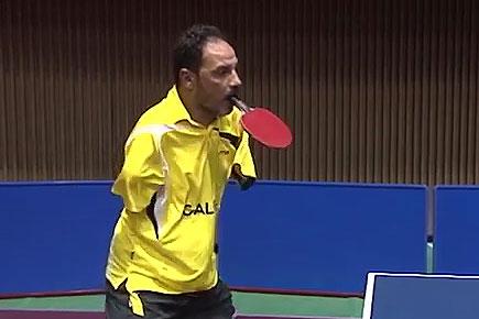 INSPIRING: Man with no hands plays table tennis with world's best