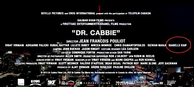 The credits at the end of the first look of Dr Cabbie which features  Isabelle Kaif