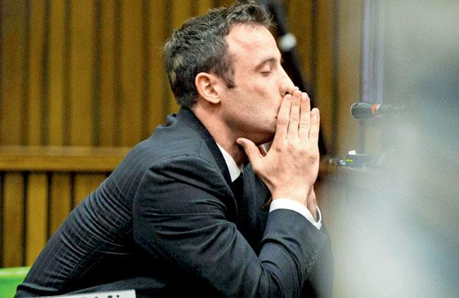 Oscar Pistorius in North Gauteng High Court in Pretoria, SA yesterday