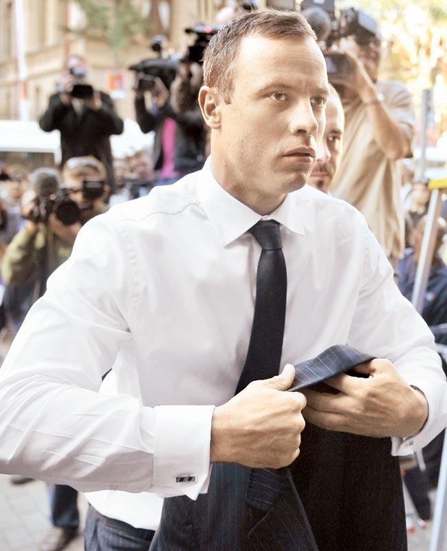 Murder-accused Oscar Pistorius arrives at the Pretoria High Court yesterday. PIC/imagelibrary/EPA