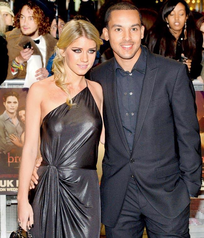 Theo Walcott with wife Melanie Slade. Pic/Getty Images