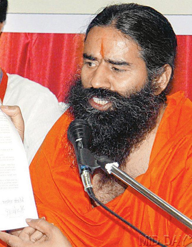 Baba Ramdev was in the city yesterday for a yoga workshop. Pic/Mohan Patil