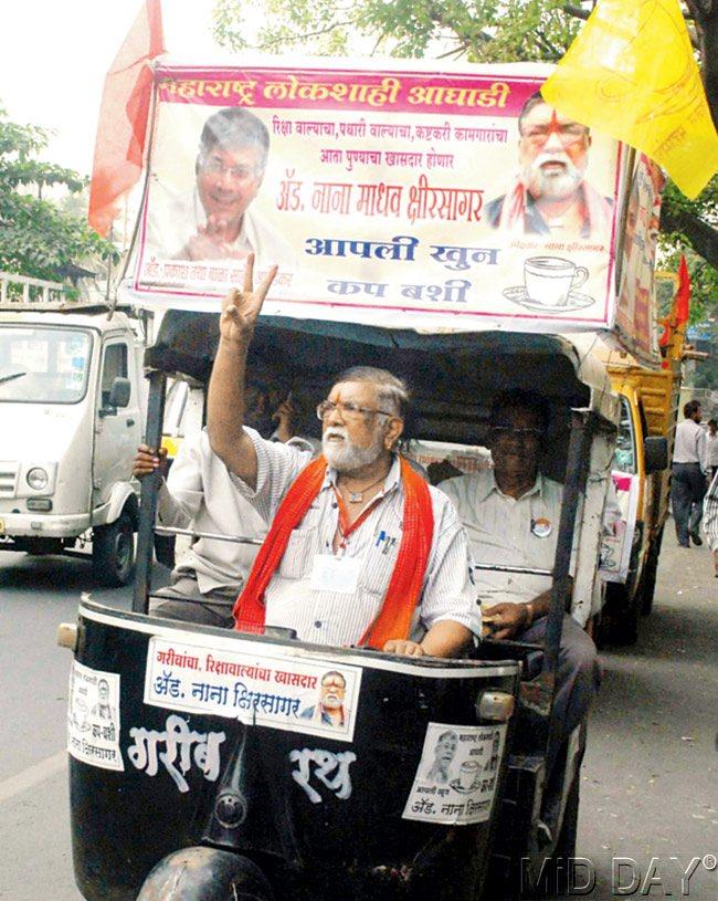 Nana Kshirsagar during the election campaign. Pic/Mohan Patil