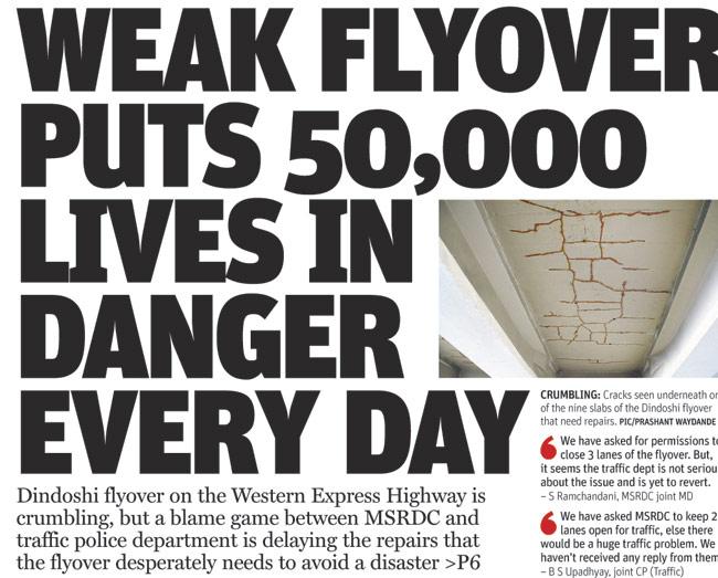 mid-day report on March 18 about the damaged bridge. File pic