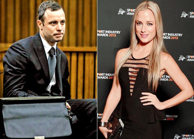 Oscar Pistorius in court in SA and Late Reeva Steenkamp at an awards function in Johannesburg last year. Pics/Getty Images