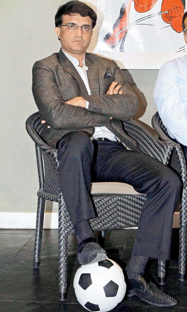 Co-owner of ISL Kolkata Franchise Sourav Ganguly at a press meet in Kolkata yesterday