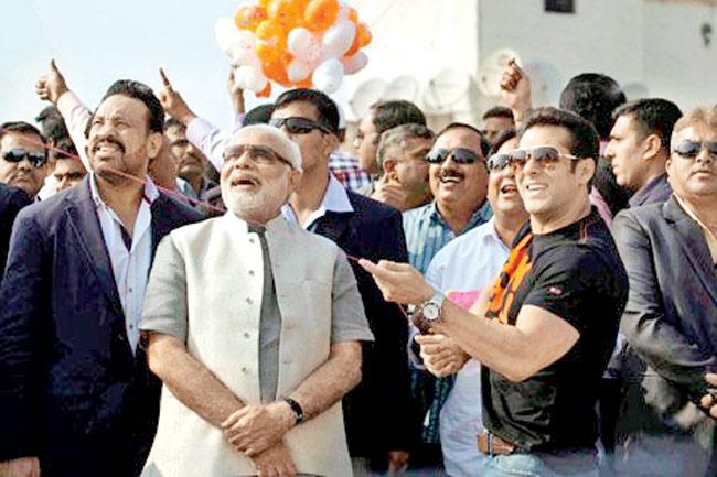Salman Khan went kite flying with Gujarat Chief Minister Narendra Modi in Ahmedabad in January