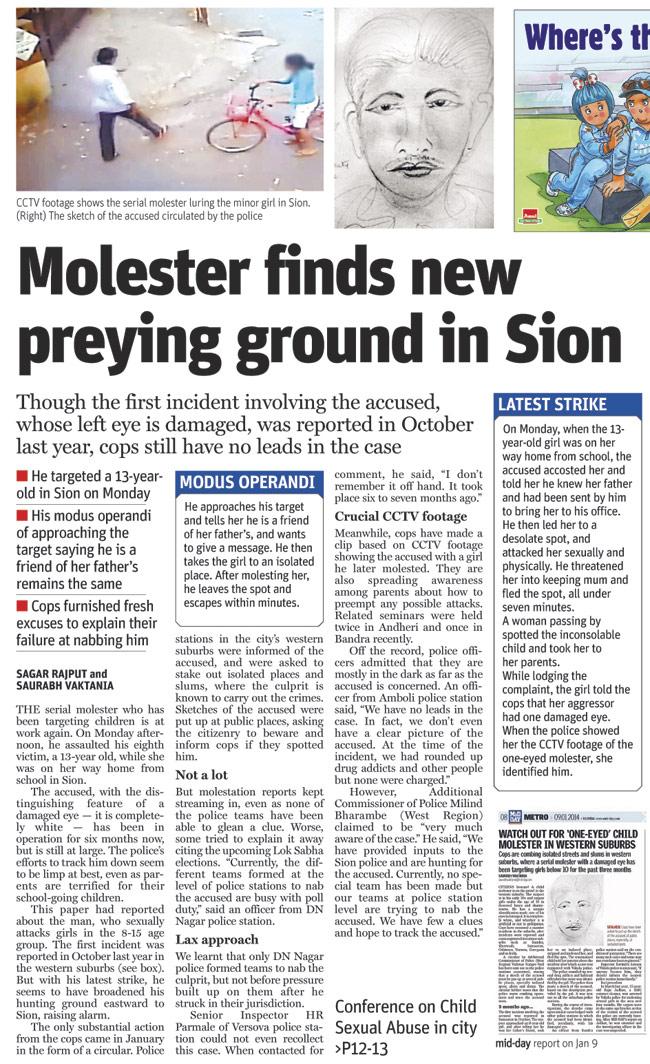 mid-day carried a series of reports on the molester’s crimes