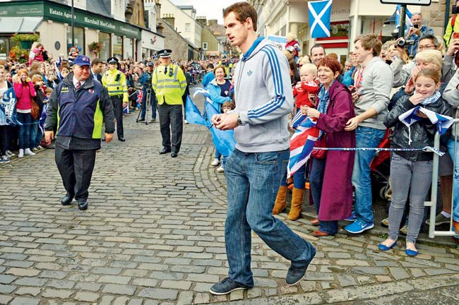 Andy Murray returns to Dunblane following his win in the US Open and his gold medal in the 2012 Olympics on September 16, 2012. Pic/Getty Images