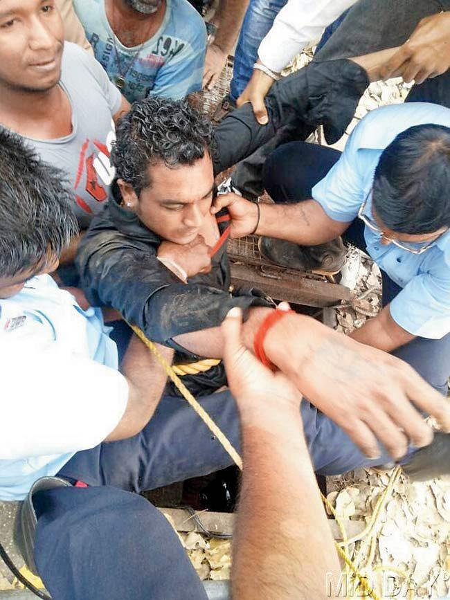 Back to reality: After an hour-long rescue attempt, Rahul Rajage was pulled out of the well and sent for a medical check-up to Sassoon Hospital. Later, Rajage was discharged from the hospital, as he had no injuries