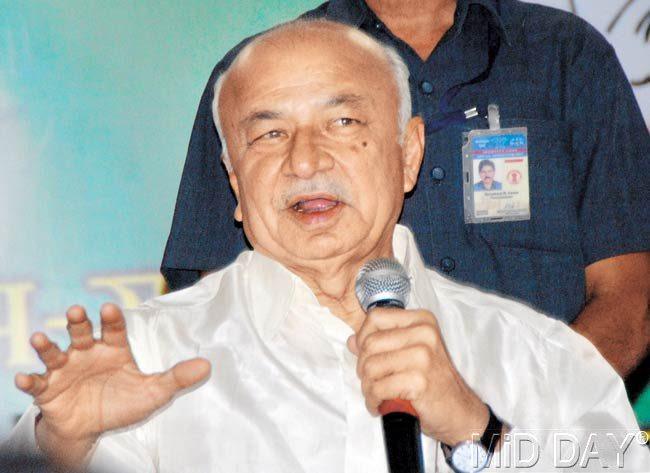 Sushil Kumar Shinde in Pune yesterday. Pic/Mohan Patil