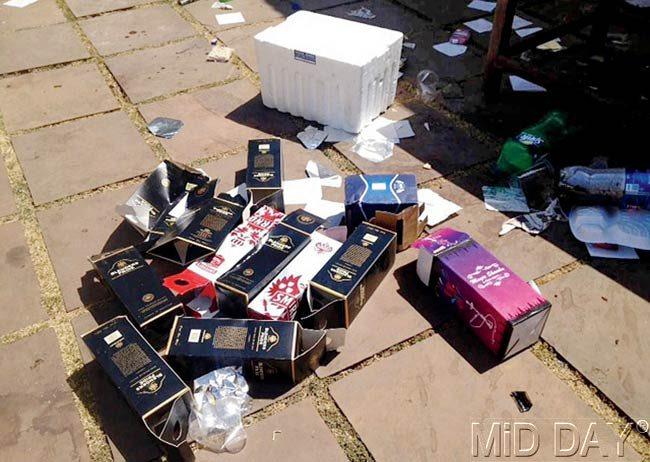 Seized: The alcohol bottles found at the party