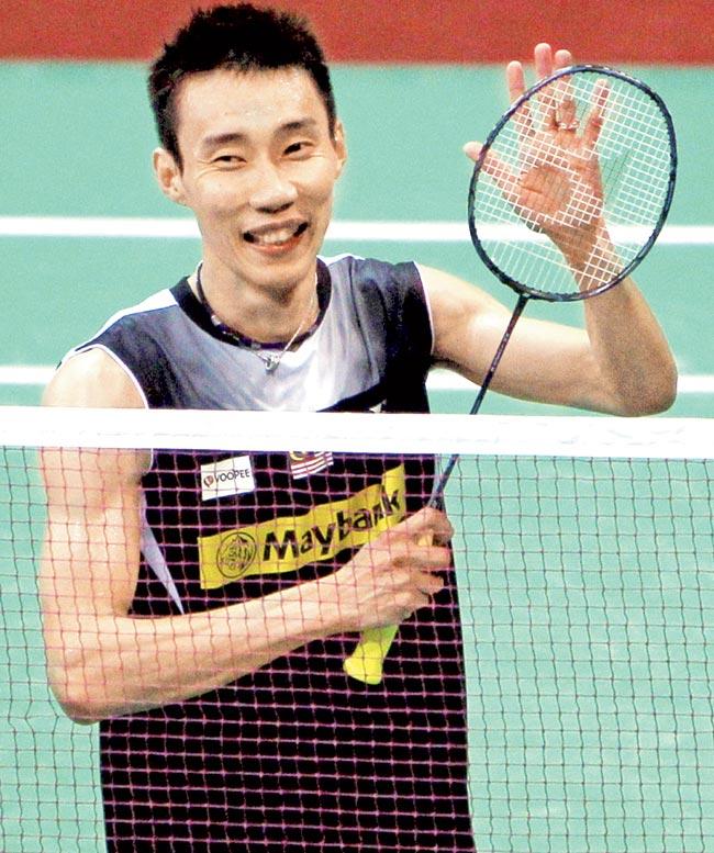 Lee Chong Wei celebrates his win on Saturday. Pic/PTI