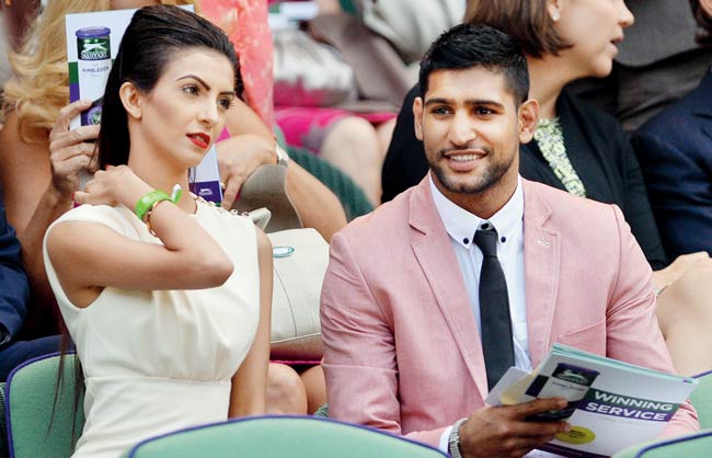 Boxer Amir Khan with wife Faryal Makhdoom. Pic/Getty Images