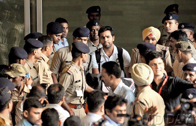 Rohit Sharma at Mumbai airport on the Indian cricket team