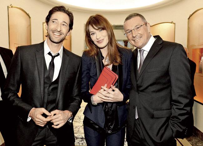 Adrien Brody, Carla Bruni and Jean Christophe Babin
