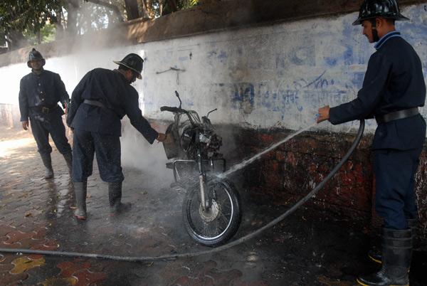 Fire brigade officials doused the fire