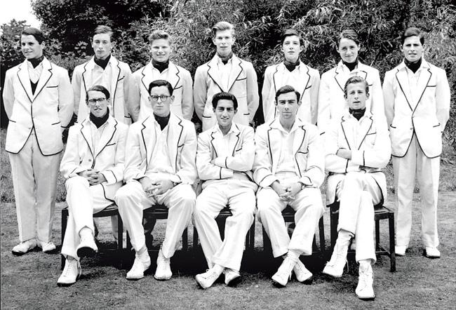 The Nawab of Pataudi (seated middle) was captain of his school, Winchester College, in 1959 his record of 1,068 runs in a season stands to this day