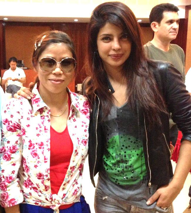 Priyanka Chopra with boxer MC Mary Kom