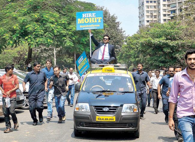 Ayushmann Khurrana atop a cab