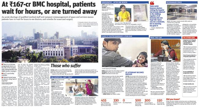 On February 27, mid-day had reported on the lack of facilities and and gross delay in treatment and surgeries at the under-staffed civic hospital in Kandivli