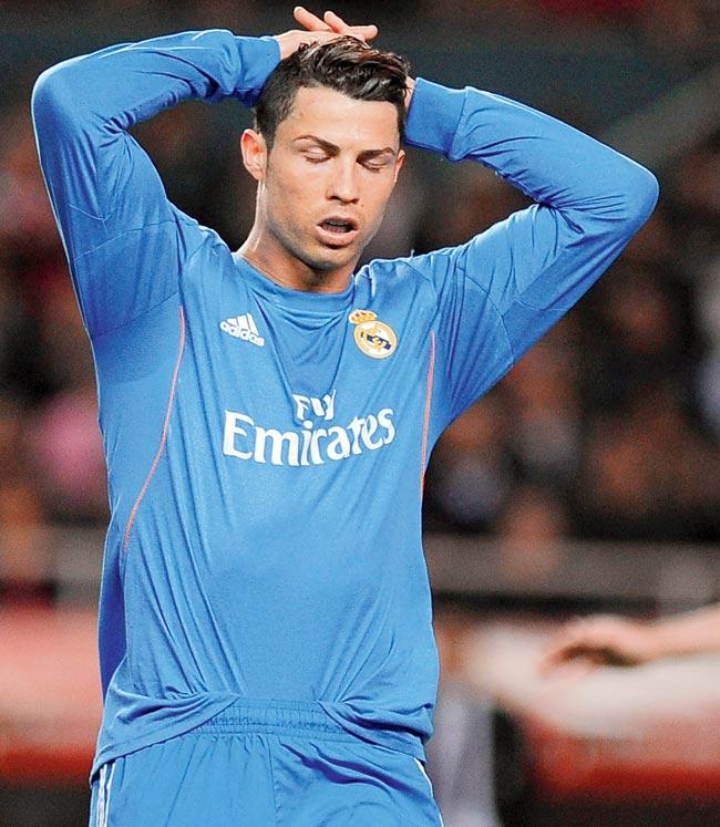 Cristiano Ronaldo reacts during the La Liga match against Sevilla. Pic/AFP