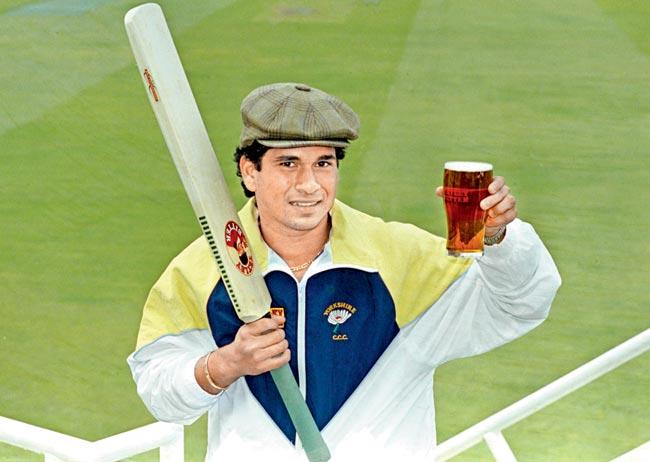 1992: Tendulkar poses at the Oval on April 28 before his debut for Yorkshire