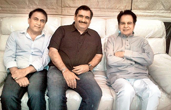 From left: Sunil Gavaskar, TV producer Manish Goswami and Dilip Kumar