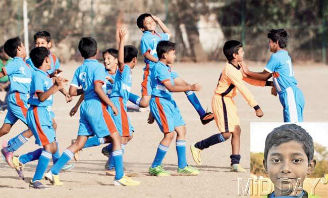Don Bosco players celebrate their win over Campion in the MSSA U-10 inter-school football final at Azad Maidan yesterday and (inset) Chris Johnson. Pics/Suresh KK