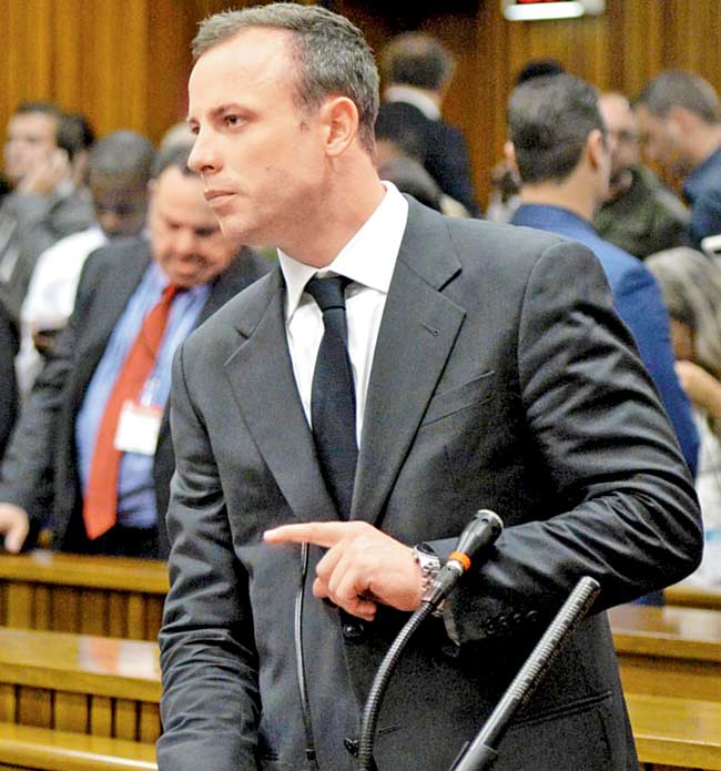 Oscar Pistorius on Day 1 of the murder trial in Pretoria yesterday