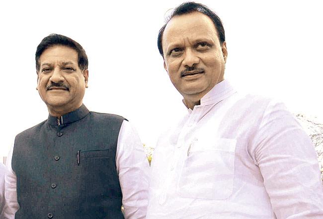 CM Prithviraj Chavan with Deputy CM Ajit Pawar