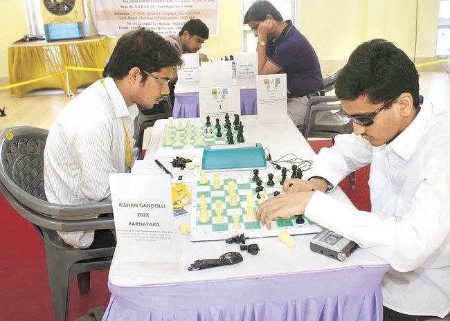 A chess match in progress at the championship