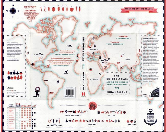 The book jacket opens into a fascinating, foodie version of an atlas